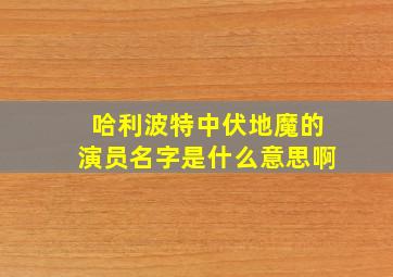 哈利波特中伏地魔的演员名字是什么意思啊