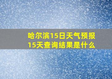 哈尔滨15日天气预报15天查询结果是什么