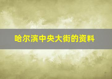 哈尔滨中央大街的资料