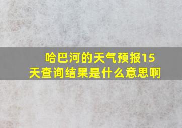 哈巴河的天气预报15天查询结果是什么意思啊