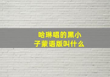 哈琳唱的黑小子蒙语版叫什么