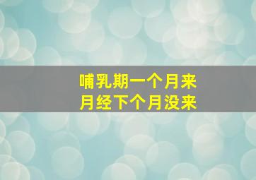 哺乳期一个月来月经下个月没来