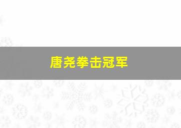 唐尧拳击冠军