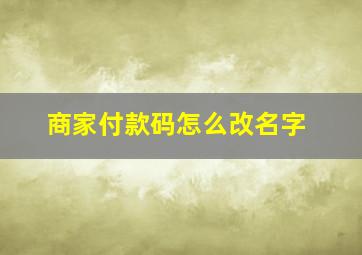 商家付款码怎么改名字