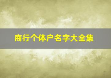 商行个体户名字大全集