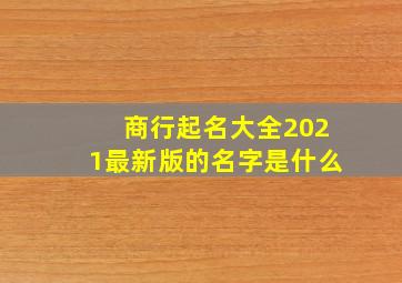 商行起名大全2021最新版的名字是什么