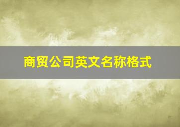 商贸公司英文名称格式