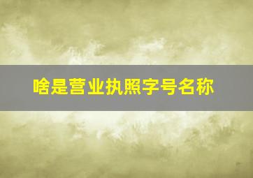 啥是营业执照字号名称