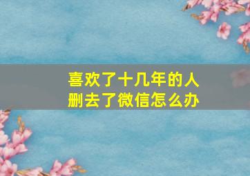 喜欢了十几年的人删去了微信怎么办