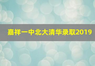 嘉祥一中北大清华录取2019