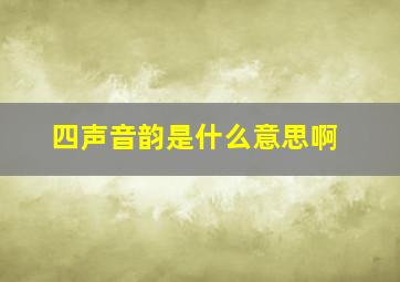 四声音韵是什么意思啊