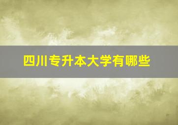 四川专升本大学有哪些