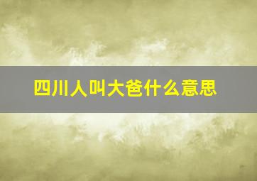 四川人叫大爸什么意思