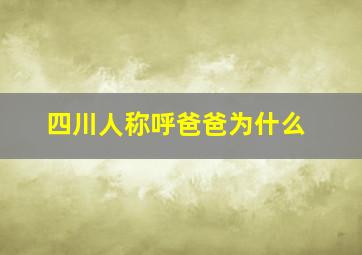 四川人称呼爸爸为什么