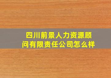 四川前景人力资源顾问有限责任公司怎么样