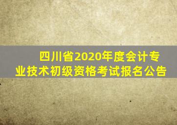 四川省2020年度会计专业技术初级资格考试报名公告