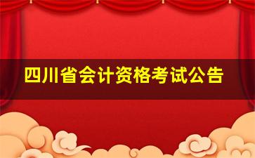 四川省会计资格考试公告