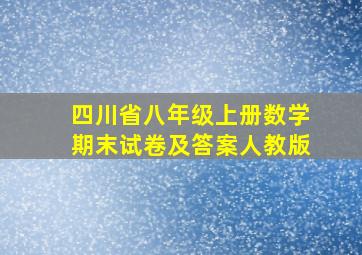 四川省八年级上册数学期末试卷及答案人教版