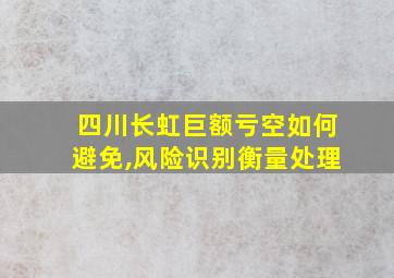 四川长虹巨额亏空如何避免,风险识别衡量处理