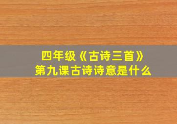 四年级《古诗三首》第九课古诗诗意是什么