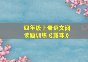 四年级上册语文阅读题训练《露珠》