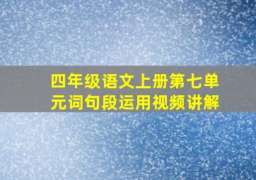 四年级语文上册第七单元词句段运用视频讲解