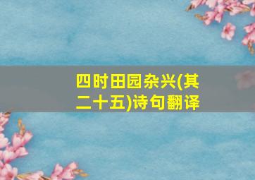 四时田园杂兴(其二十五)诗句翻译