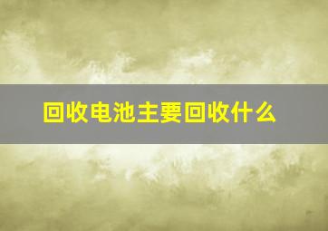 回收电池主要回收什么