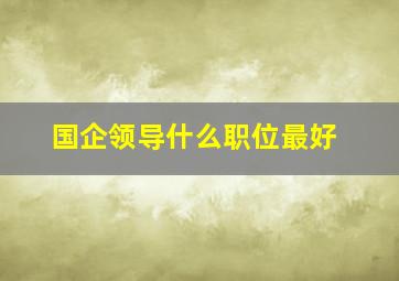 国企领导什么职位最好