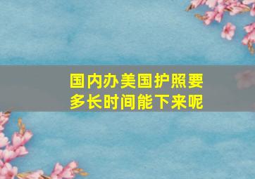 国内办美国护照要多长时间能下来呢