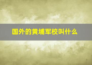 国外的黄埔军校叫什么