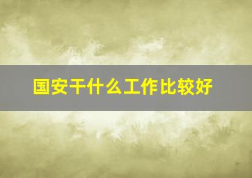 国安干什么工作比较好