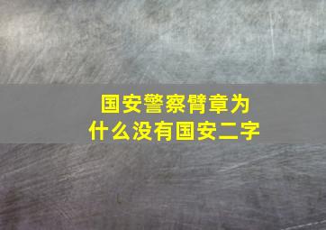 国安警察臂章为什么没有国安二字