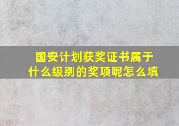 国安计划获奖证书属于什么级别的奖项呢怎么填