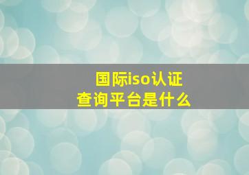 国际iso认证查询平台是什么