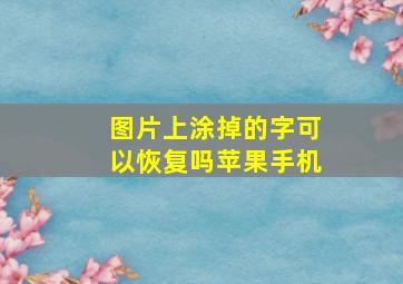 图片上涂掉的字可以恢复吗苹果手机