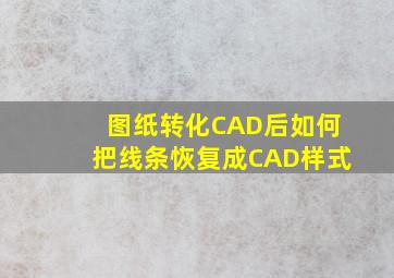 图纸转化CAD后如何把线条恢复成CAD样式