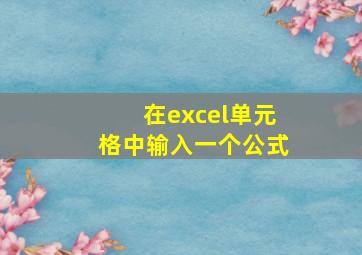 在excel单元格中输入一个公式