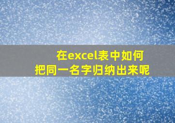 在excel表中如何把同一名字归纳出来呢