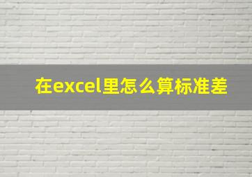 在excel里怎么算标准差