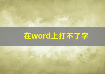 在word上打不了字