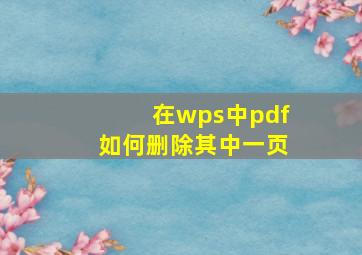 在wps中pdf如何删除其中一页