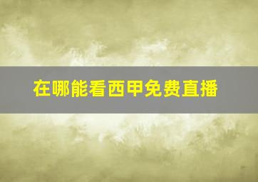 在哪能看西甲免费直播