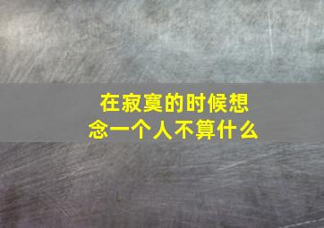 在寂寞的时候想念一个人不算什么