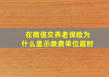 在微信交养老保险为什么显示缴费单位超时