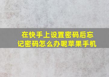 在快手上设置密码后忘记密码怎么办呢苹果手机