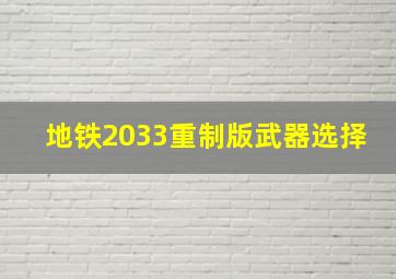 地铁2033重制版武器选择