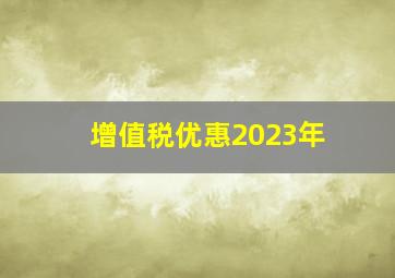 增值税优惠2023年