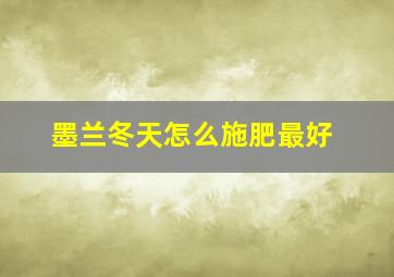 墨兰冬天怎么施肥最好