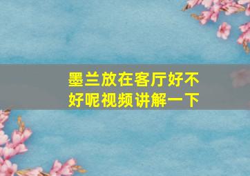 墨兰放在客厅好不好呢视频讲解一下